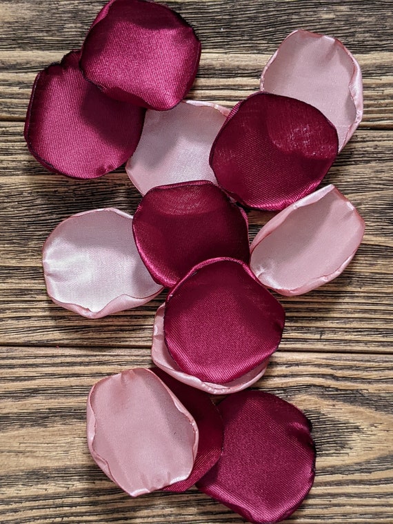 Rustic wedding decor, rose gold and burgundy rose petals, wedding flowers, bridal shower decor, birthday decorations, centerpieces sprinkles Il_570xn
