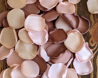 Wedding decor-Antique rose gold champagne blush custom rose petals that match bridesmaid dresses-flower girl floral confetti for baskets