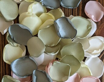 Dusty sage blush mix rose petals for wedding decoration, table runner floral alternative, confetti for baskets bags and cones, bride gifts