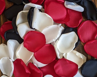 Black red mix of rose petals for wedding bridal shower decor, vase filler flowers, engagement toss, minimalist centerpieces, floral confetti