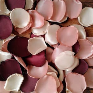 Burgundy champagne and rose gold rose petals for wedding toss-bridal shower table decorations-flower girl accessories-minimal supplies