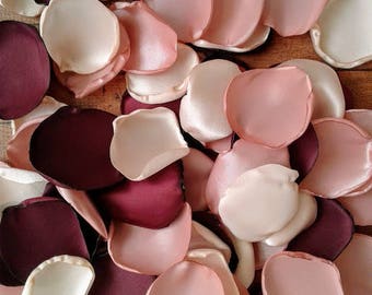 Burgundy champagne mix of rose petals for vintage wedding decor-bridal shower decorations-flowers for flower girl basket-cake decor confetti