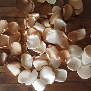 Rustic wedding decor centerpieces, taupe champagne and ivory flower petals for bridal shower, neutral rustic wedding decor, floral confetti