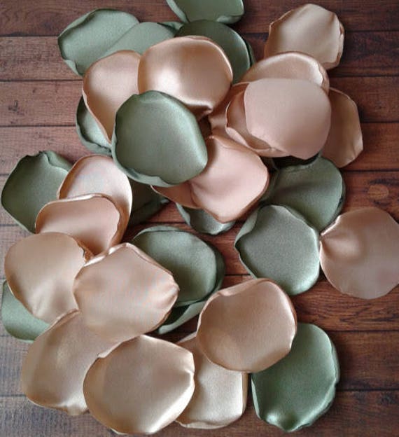 Summer wedding decor, Sage wedding decorations, Sage rose petals, flower petals, Nude petals, Khaki rose petals, Rustic organic wedding. Il_570xn
