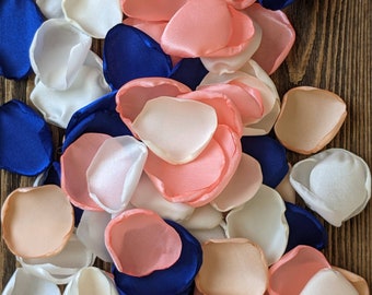 Coral peach royal custom rose petals for wedding decoration, bridal shower decor, flower girl petals basket, tropical bridal confetti toss