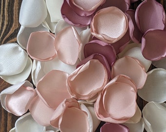 Mauve blush pink mix of rose petals for wedding table decor, flower petal for baskets and bridal shower decor, altar flowers toss confetti