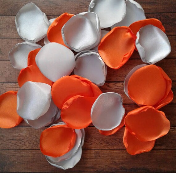 Silver And Orange Wedding Rose Petals Satin Rose Petals Aisle