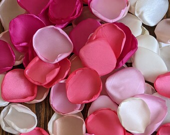 Birthday party decorations, coral pink fuchsia blush rose petals bulk, custom wedding decor, bridal baby girl shower decor, flower girl toss