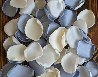 Dusty blue cream ivory mix of rose petals for wedding, centerpieces sprinkles, flowers for flower girl baskets, aisle runner decoration toss