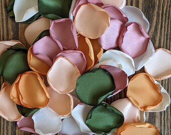 Dusty rose mustard olive rose petals for wedding decor, floral bridal shower decorations, cake and aisle runner confetti alternative to toss