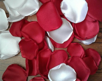Red and white wedding rose petals, flower girl flowers for baskets and cones, scatter decorations for cake and favors, valentines day decor