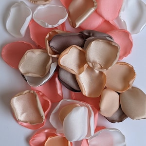 Peach coral mix of custom rose petals bulk for wedding, simple centerpieces flowers, bridal shower birthday decoration, aisle runner decor