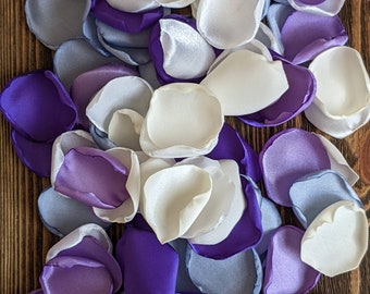 Purple lilac dusty blue mix of rose petals for wedding decor, flower petals flower girl baskets, custom aisle runner decor toss for border