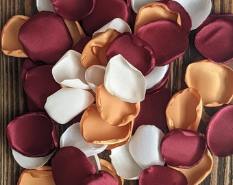 Burgundy mustard rose petals for wedding decor, fall party and bridal shower confetti for decoration, custom flowers for flower girl basket