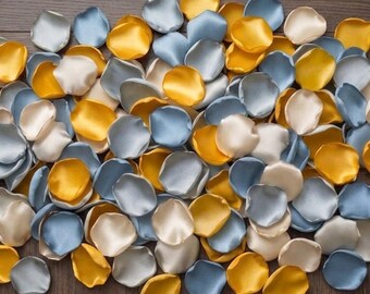 Dusty Blue Silver Wedding Decor Sunflower Petals, Bright Table Scatter, Romantic Bridal Shower Toss, Bulk Satin Flower Petals
