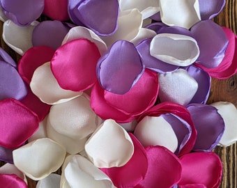 Fuchsia lilac mix rose petals for wedding, flower girl petals for basket, aisle runner decor, wedding flowers toss, bridal shower confetti