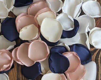 Navy blush mix of rose petals for custom or personalized wedding, bridal shower decor, nautical cake table sprinkles or confetti to toss
