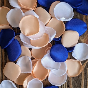 Royal blue peach rose petals to scatter on bridal dress box, wedding decor, flower girl flowers for basket, bridal baby shower table decor