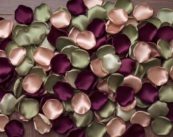 Plum Champagne Sage Rose Petals - Moody Boho Wedding Table Decor, Fall Flower Girl Confetti, Vineyard Centerpiece Scatter