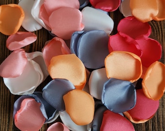 Orange coral mix of rose petals for wedding, Wildflowers prairie or meadow party decor, Bridal shower flowers, Floral centerpieces toss