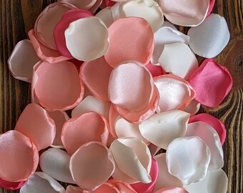 Cream and coral mixture of rose petals for glam wedding decor modern flowers for rustic flower girl basket barn bridal shower confetti toss