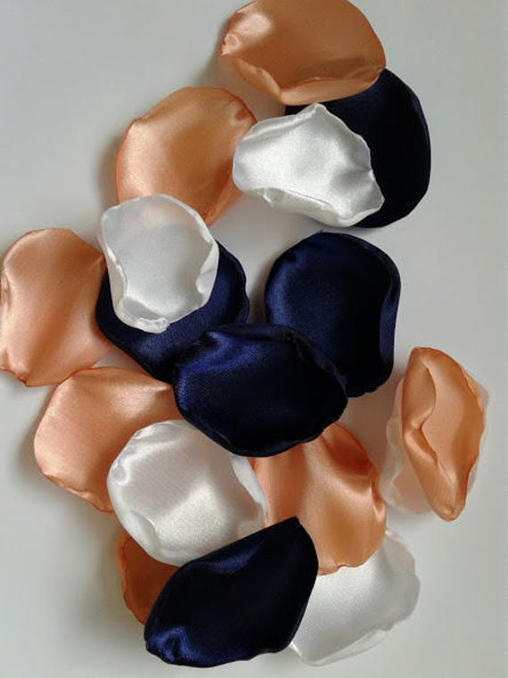 wedding decorations for table, Navy, peach and Ivory rose petals for baskets, wedding centerpieces, bridal shower and nautical party decor Il_570xn