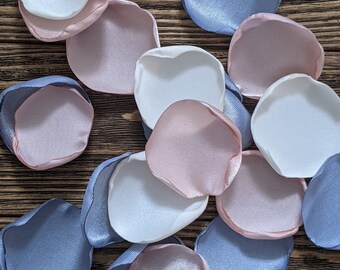 Cream dusty blue blush rose petals for wedding decor, bridal shower confetti, aisle runner decor, boho farmhouse flower girl leaves to toss