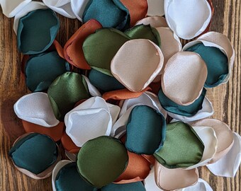 Olive emerald terracotta mixture of rose petals for wedding decor, flower girl accessories, rustic floral confetti that match kids bow ties