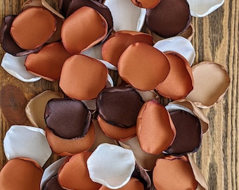 Brown terracotta mixture of rose petals for wedding decor, custom fall bridal shower decor, barn aisle runner decorations, floral confetti