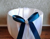 Teal plain flower girl european classic satin bows and rhinestones baskets for petals, custom boho farmhouse wedding accessories for tossing Il_170x135