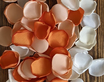 Peach burnt orange rose petals for wedding toss, rustic wedding centerpieces scatter, alternative confetti for balloons, custom party decor