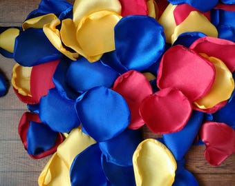 Wedding decor, Snow white royal red yellow rose petals for bridal shower, artificial flowers, fairytale party simple centerpieces, confetti