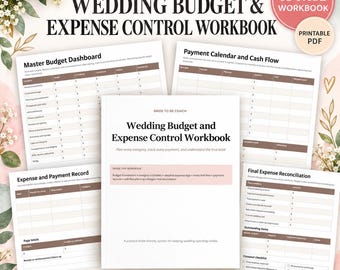 Wedding Budget Planner Printable - 18-Page Expense Tracker, Bridal Workbook, Vendor Payment & Cost Organizer for Brides