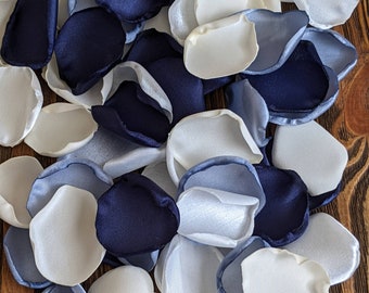 Nautical dusty blue navy mix of rose petals for wedding and party decor, bridal shower decorations, baby boy shower decor, floral confetti