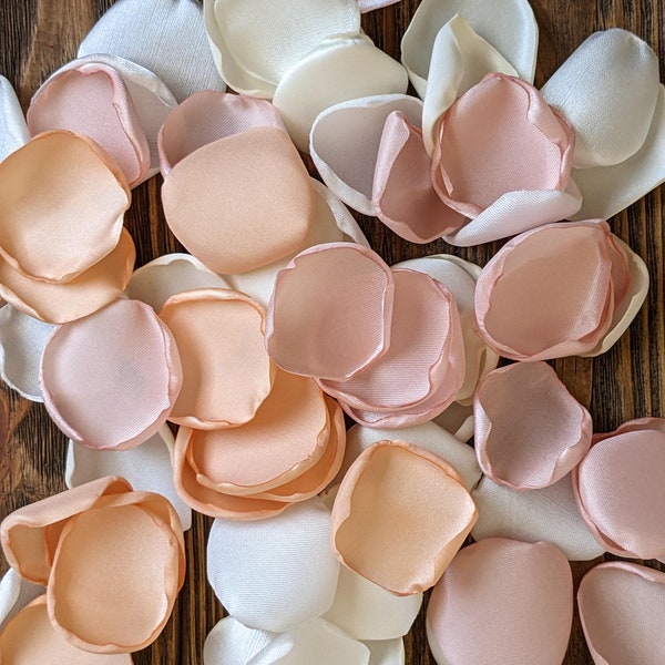 Peach blush and cream rose petals for rustic wedding-aisle runner decor-table decorations-bridal shower supplies-flower girl flowers to toss
