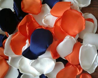 Navy burnt orange ivory mix of rose petals for flower girl baskets, bridal shower decor, nautical beach floral accessories for aisle runner