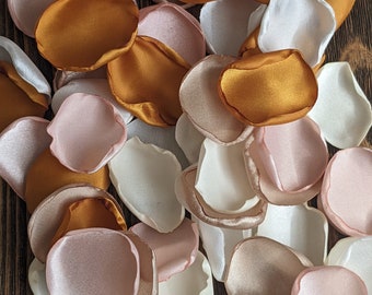 Ginger or gold and blush mix of rose petals for fall wedding and baby shower, barn floral confetti, flower petals sprinkles for aisle runner