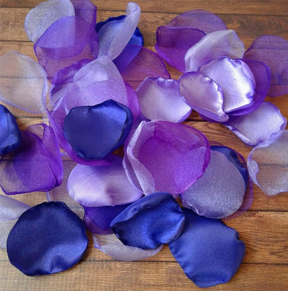 Purple organza rose petals, lavender wedding, lilac purple wedding ...