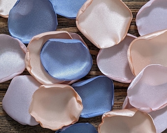 Wedding decorations, blush dusty blue peach mix of rose petals, aisle runner and reception decorations, flowers for quinceanera and baskets