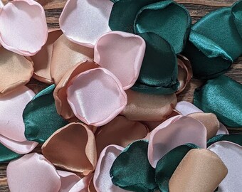 Floral wedding, rustic boho centerpiece, blush  khaki hunter green rose petals for flower girl, bridal shower decor to toss, party confetti