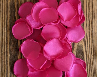 Hot pink or fuchsia rose petals for wedding aisle runner decor or quinceanera entrance, fantasy party decor, flower girl flowers for baskets