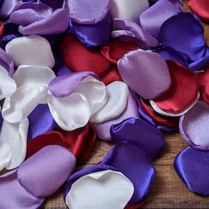 Red Purple Satin Rose Petals: Wedding & Bridal Shower Decor