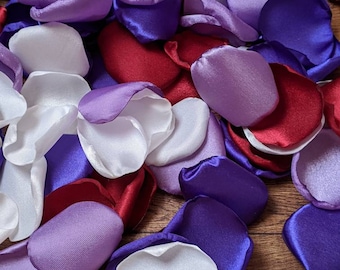 Red purple wedding decorations, flower petals, simple centerpieces ideas, aisle runner decoration, entrance reception decor flower girl toss