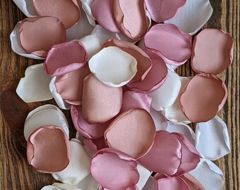 Dusty rose rose gold mix of rose petals, table runner alternative, wedding table decor, simple centerpieces, brunch bridal shower confetti