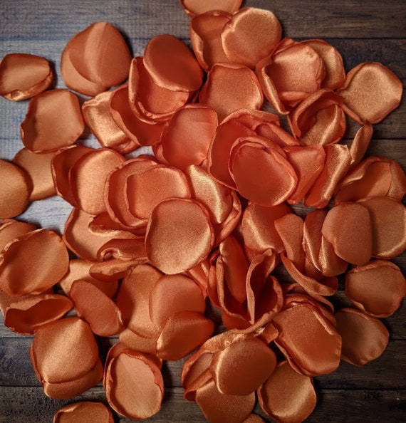 Burnt orange rose petals, bridal shower decorations, fall wedding table decor centerpieces, flower girl petals for basket, aisle runner toss Il_570xn