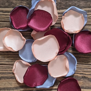 Peach burgundy dusty blue mix of rose petals for fall wedding decor, party decorations, flowers for rustic decoration, flower girl supplies