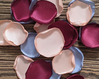 Peach burgundy dusty blue mix of rose petals for fall wedding decor, party decorations, flowers for rustic decoration, flower girl supplies
