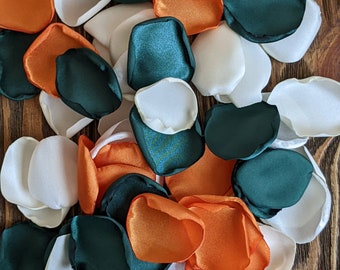 Wedding decor, Emerald burnt orange mix rose petals for aisle runner, flower girl petals basket, party decoration, bridal shower confetti