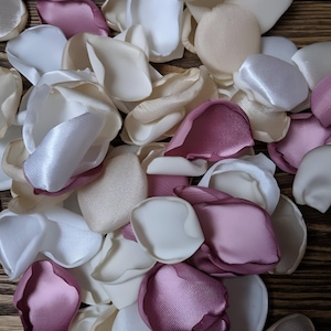 Mauve Satin Rose Petals: Rustic Wedding Decor
