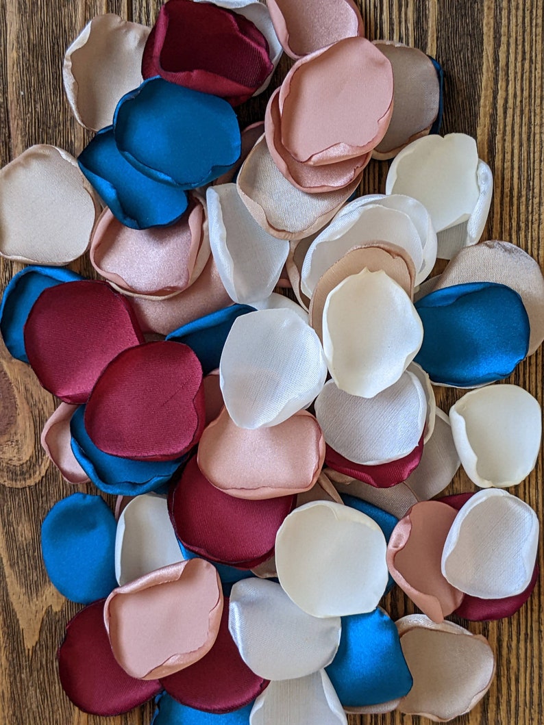 Teal burgundy rose gold champagne rose petals for fall wedding decor-bridal shower table decorations-flower girl confetti for baskets 画像 3